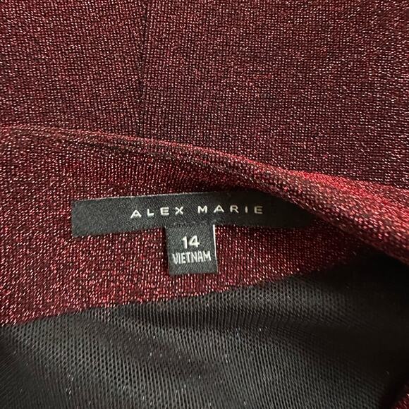 NEW Alex Marie Bodycon Red Metallic Faux Wrap Dress Holiday Glam Cocktail Party - Picture 3 of 7